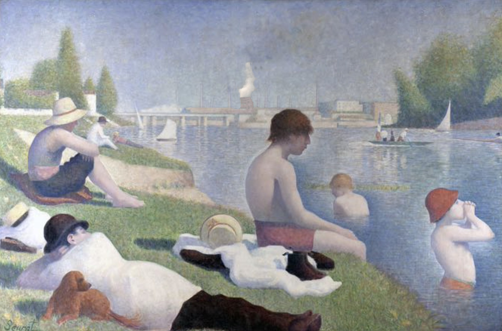 Baignade à Asnières 1884 - jeu de l'intrus (Seurat)