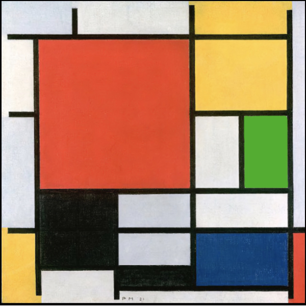 Composition en rouge, jaune, bleu et noir 1921 - jeu de l'intrus